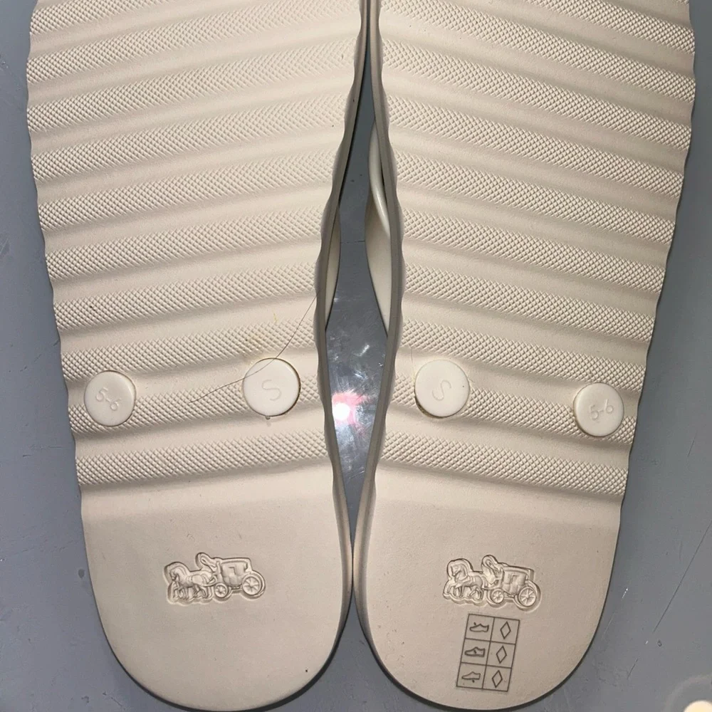 Coach White Strawberry Print Flip Flops